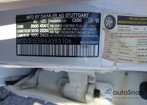 2010 Mercedes-Benz C 300 Luxury/Sport from USA, damaged, VIN WDDGF5EB8AA393106